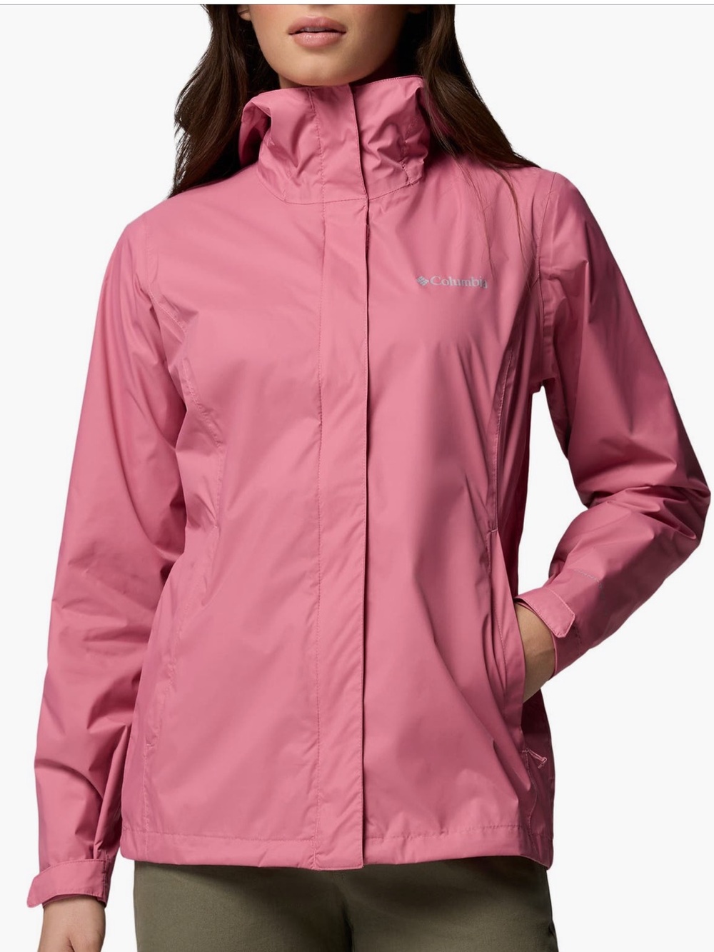 Columbia Women's Rose Pink Hooded Rain Shell Jacket